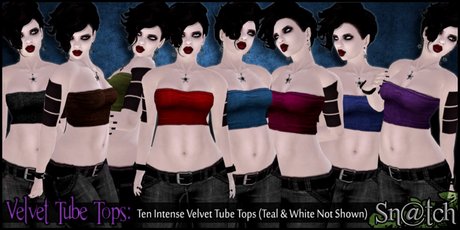 Second Life Marketplace - :::Sn@tch Velvet Tube Tops (Intense):::